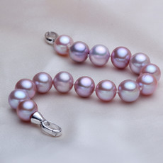 Beautiful Purple 9.5 - 10.5mm Freshwater Off-Round Pearl Bracelet