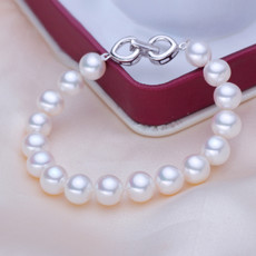 Beautiful White/ Multicolor 8 - 8.5mm Freshwater Off-Round Pearl Bracelet
