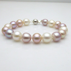 Beautiful Multicolor 9.5 - 10.5mm Freshwater Off-Round Pearl Bracelet