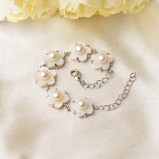Inexpensive White 6-7mm Freshwater Natural Off-Round Bridal Pearl Bracelets