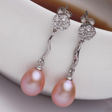 Affordable Beautiful Purple/ Pink/ White 9 - 10mm Freshwater Pearl Earring Set
