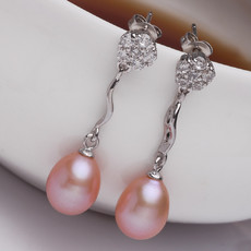 Affordable Beautiful Purple/ Pink/ White 9 - 10mm Freshwater Pearl Earring Set