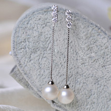 Beautiful Pink/ White Round/ Drop Freshwater Natural Pearl Earring Set