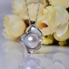 Inexpensive White 11 - 12mm Off-Round Freshwater Natural Pearl Pendants