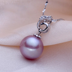 Affordable White/ Pink/ Purple Round 9.5-9.8mm Freshwater Natural Pearl Pendants