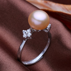 Affordable Pink/ White/ Orange 9 - 10mm Freshwater Off-Round Pearl Ring