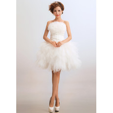 Custom Modern Classy Ball Gown Strapless Organza Short Petite Beach Wedding Dress