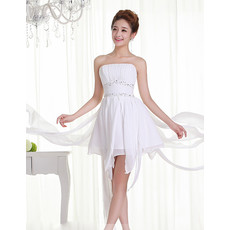 Affordable Beautiful Chiffon A-Line Strapless Short Petite Beach Wedding Dress