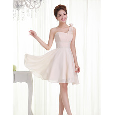 Beautiful One Shoulder Chiffon A-Line Short Petite Wedding Dress for Summer Beach Wedding