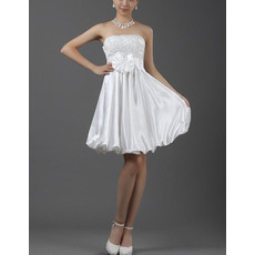 Empire Waist A-Line Strapless Short Petite Wedding Dress for Summer Beach Wedding