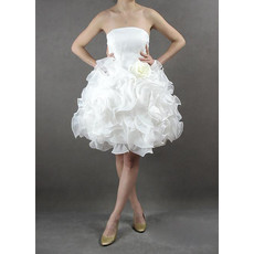Inexpensive Chic Bubble Skirt Column Strapless Short Beach Wedding Dress