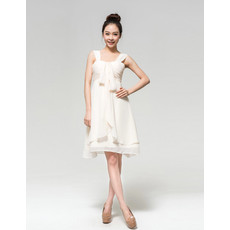 Designer Empire Straps Ruched Chiffon Short Reception Dress for Summer Beach Wedding