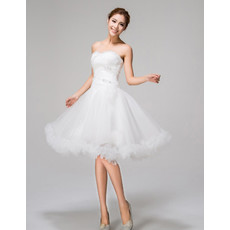 Amazing Charming A-Line Sweetheart Knee Length Ruffled Organza Garden Wedding Dress with Beaded