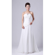 Spring Modern Classic Chiffon Strapless Sweep Train A-Line Wedding Dress