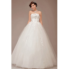 Cheap Classic Ball Gown Strapless Floor Length Organza Wedding Dress