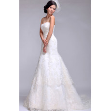 Cheap Classic Modern Lace Sweetheart A-Line Sweep Train Wedding Dress