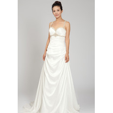 Cheap Spaghetti Straps Court Train Satin Sheath Wedding Dress