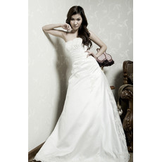 Cheap A-Line Strapless Court Train Satin Wedding Dress