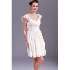 Women's Timeless Chiffon Cap Sleeves Sweetheart Short Beach Wedding Dress