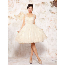 Women's Chic Straps A-Line Organza Short Beach Wedding Dress