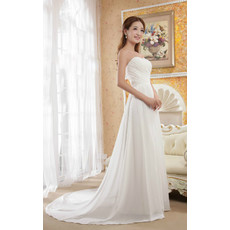 Beautiful Charming A-Line Chiffon Sweetheart Sweep Train Dress for Wedding