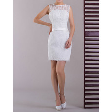 Modern Classy Lace Column/ Sheath Short Beach Wedding Dress