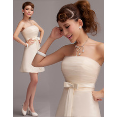 Discount Designer A-Line Strapless Satin Short Beach Wedding Dress