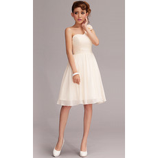 Simple One Shoulder Chiffon A-Line Short Beach Wedding Dress