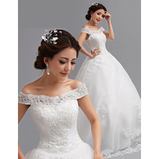 Timeless Classic Off-the-shoulder A-Line Court Train Satin Wedding Dress