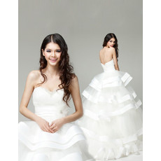 Stunning Beaded Sweetheart Ball Gown Tulle Wedding Dress with Tiered Skirt