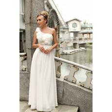 Affordable Modern One Shoulder Chiffon Floor Length Wedding Dress