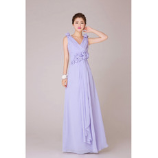 Elegant V-Neck Chiffon Floor Length A-Line Bridesmaid Dress for Wedding Party