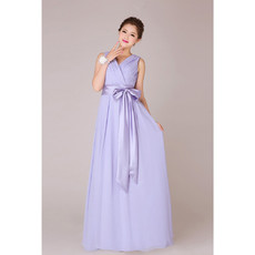 Designer V-Neck Chiffon Floor Length A-Line Bridesmaid Dress for Wedding Party