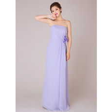 Classic Chiffon Sheath Strapless Floor Length Bridesmaid Dress for Wedding Party