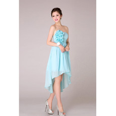 Popular High-Low Chiffon Strapless Bridesmaid Dress for Wedding Under 100