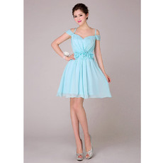 Affordable Designer Spaghetti Straps Short Chiffon Bridesmaid Dress for Girls