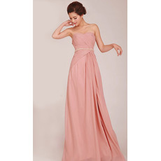 Simple A-Line Sweetheart Long Chiffon Bridesmaid Dress for Girls