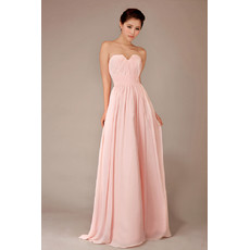 Simple Modest Chiffon Sweetheart Floor Length A-Line Bridesmaid Dress for Girls