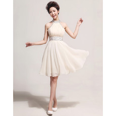 Pretty Designer Halter Chiffon Short A-Line Formal Cocktail Dress for Women