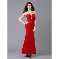 Mermaid/ Trumpet V-Neck Satin Ankle Length Evening Dress for Women and Girls