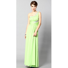 One Shoulder Sheath/ Column Ankle Length Satin Formal Evening Dress