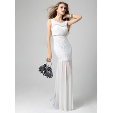 Affordable Mermaid/ Trumpet Chiffon Lace Full Length Evening Dress