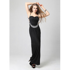 Inexpensive Elegant Sheath Chiffon Spaghetti Straps Ankle Length Evening Dress