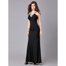 Inexpensive Elegant V-Neck Sheath Satin Ankle Length Maxi Prom Evening Dress for Women