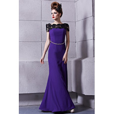 Chic Modern Off-the-shoulder Sheath Floor Length Satin Prom Evening Dress for Women