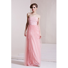 Inexpensive Classy Strapless Sheath Floor Length Satin Prom Evening Dress for Women