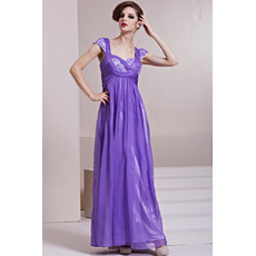 Inexpensive Designer Cap Sleeves Chiffon Sweetheart Floor Length Evening Dress