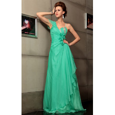 Custom Celebrity One Shoulder Chiffon Sheath Long Evening Dress for Prom