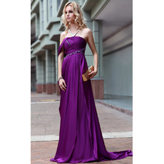 Inexpensive Celebrity Strapless Sheath/ Column Satin Sweep Train Evening Dress