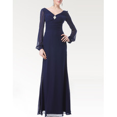 Affordable Classy Long Sleeves Chiffon Floor Length Mother of the Bride Dress for Wedding